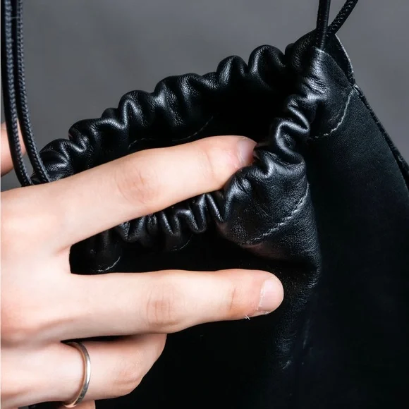Jil Sander Designer Black Leather Tassle Fringe Unique Smooth Bag Handbag Should - Picture 15 of 16